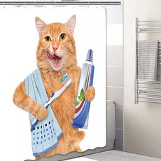 알럽홈 고양이프린팅 욕실 샤워커튼 Type2 150 x 180 cm, 1개