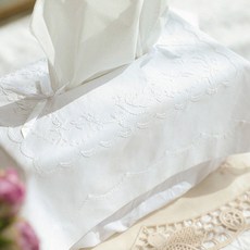 미스모네 메종 화이트 자수 각 티슈 커버, B타입