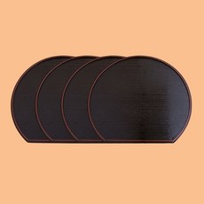 칠기 반달쟁반 4p, 혼합색상