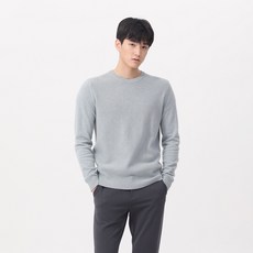 마인드브릿지 남성용 캐시미어 사선 조직 라운드넥 니트 MUKT71B1