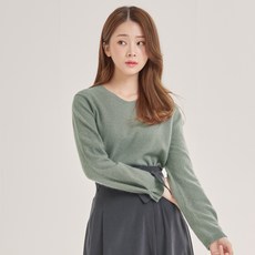 로엠 여성용 베이직 라쿤 믹스 브이넥 니트