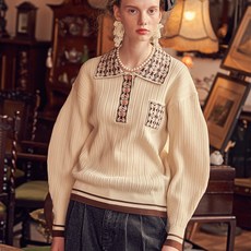 바이탈사인 여성용 Collar Pattern Polo Knit