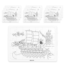 유니아트 그리기 퍼즐 35p 이순신거북선, 혼합색상, 10개
