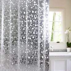 유니킨 욕실 샤워 커튼 반투명 스몰스톤 180 x 200 cm + 샤워커튼 링 12p, 1세트