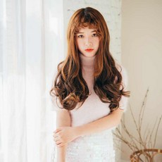픽앤웨어 똑딱이 붙임머리 피스 루즈웨이브 M, 투톤 브라운, 1개