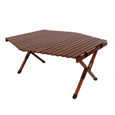 페인트인포 접이식 원목 캠핑 롤 테이블, 브라운
