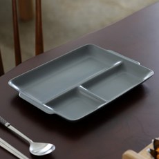 베이직 사각 도자기 나눔 식판, 블루그레이, 1개