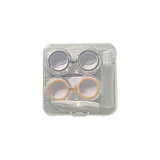 알럽뷰 휴대용 콤팩트 렌즈케이스 2p + 보관함, 라운드 옐로우그레이, 1세트