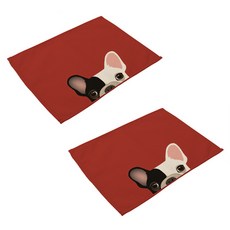 귀여운 강아지 디자인 천 플레이스 테이블 식탁 매트 2p, 02, 42 x 32 cm