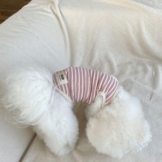 매그독 강아지 치즈 스트라이프 린넨 민소매, 핑크