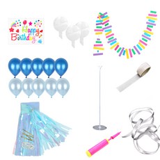 버블 레터링 생일 레인보우 풍선 파티 세트 일반, 블루, 1세트