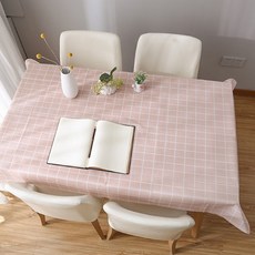 체크무늬 일회용 식탁보, 핑크, 6인(137 x 180cm)