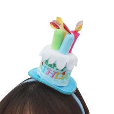 생일 케이크 모자 머리띠, 블루, 1개