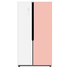 하이얼 글램 글라스 양문형냉장고, 화이트 + 피치 핑크, HRS563MNPW