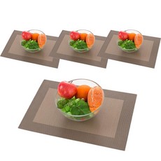 생활살림 프리미엄 호텔식 방수 테이블매트 4p, 브라운, 45 x 30 cm