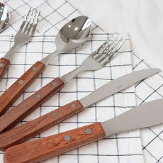 코지테이블 캐주얼 핸들 커트러리 디저나이프, 우드, 2개
