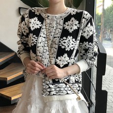 아뗄릭 여성용 따듯한 자수 스웨터 니트 가디건 00206