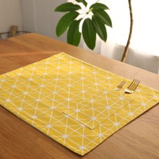주방 인테리어 소품 테이블 매트 2p, 노란패턴, 320 x 450 x 10 mm
