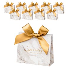 조이앤조이 웨딩 답례품 기념 선물상자 S, 13 대리석(박스), 황금 리본(리본), 10개