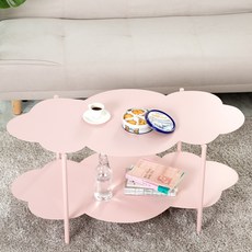 에보니아 740 2단 거실 플라워형 DIY 철재 테이블, 핑크