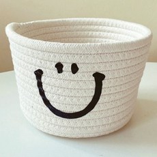 이쁜야시 화장대 수납 정리 다용도 원형 바구니 바스켓 12 x 15 cm, 화이트, 1개