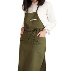 리씨상점 린넨 베이킹 주방 앞치마, 그린, 1개