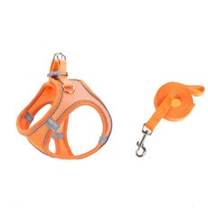 치타샾 강아지 고양이 빛반사 하네스세트 XXS, 오렌지, 1세트