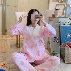 임산부 산후 끈 잠옷 상하의 세트