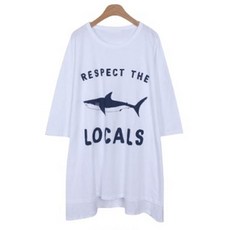 여성용 언발 상어 박시 반팔 티셔츠 T9335K23