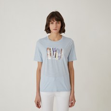 올리비아로렌 여성용 라운드 원포인트 티셔츠 VVBASYM4271