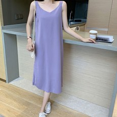 풍깍쟁이 프렌치 라이트 미니멀 민소매 쉬폰 원피스