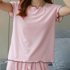 풍깍쟁이 여성용 웨이브 베이직 잠옷 파자마 상하세트