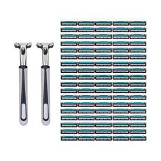 바스티 2중날 일회용 심플 플러스 면도기 그레이 2p + 날 90p 세트, 1세트