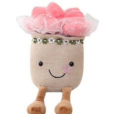 프랑온드 다육이 튤립 화분 봉제 인형, 25cm, 부케 꽃다발 핑크