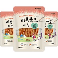 더독 반려동물 올바른 리얼 육포 치킨 네츄럴 스틱 100g, 닭, 3개