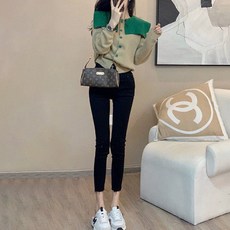 메이첼 여성용 심플한 스퀘어넥 니트 가디건 01376