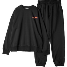  씨밀레 남성용 엔터 프린팅 오버핏 맨투맨 조거 팬츠 세트  상품 이미지