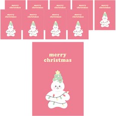 도나앤데코 레인보우가든 크리스마스 미니카드 10p + 봉투 10p + 투명스티커 2cm 10p 세트, 1세트, 트리 크림(카드)