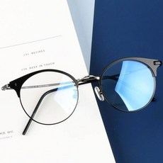 BEIMA 라운드 스틸 티타늄 캣츠 L13 하금테 안경테 + 블루라이트 차단 ZEISS 렌즈