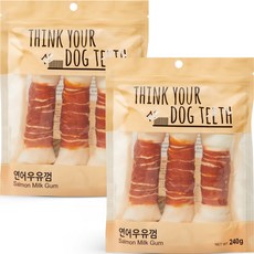 강아지 Think your dog teeth 연어우유껌 대형 240g 3p, 2개, 연어