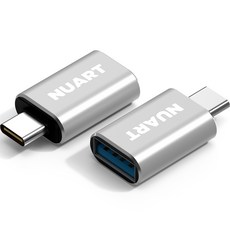 누아트 고출력 C타입-USB 3.0 PD/QC 변환 OTG 젠더, 실버, 2개