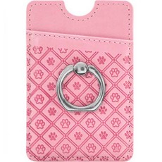 블루마켓 360도 핑거 스트랩 귀여운 발바닥 지갑 케이스, 핑크, 1개