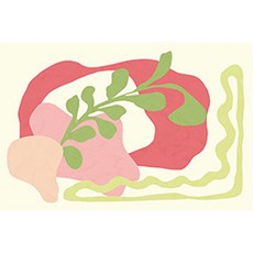 하이어리 모던 인테리어 발매트 02번, 핑크그린