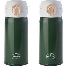 상상앤드 비비드 2중 진공 원터치 보온병 2p, 350ml, 카키