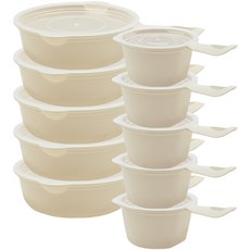 생활엔 손잡이 햇밥 용기 500ml x 5p + 275ml x 5p 세트, 1세트, 아이보리