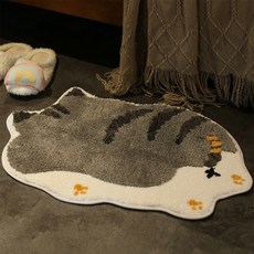 홈테리 엎드린 동물 침실 카펫 털 욕실 미니 러그, 회색냥이, 1개