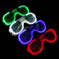 스타리움 클럽 파티용 LED 셔터 쉐이드 인싸 안경 4종 세트, 블루, 레드, 그린, 화이트, 1세트