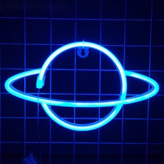 마켓피아 LED 인테리어 네온 무드등, 05 행성 블루