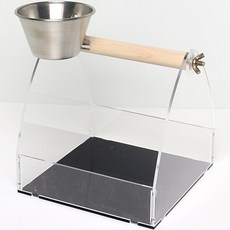 보라펫 앵무새 1구 스테인레스 집게식기 아크릴 탁상용 바구니 횃대 대, 블랙, 1개