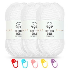 니뜨 코튼돌실 50g x 3p + 단수링 5p 세트, 1 화이트, 1개 1 화이트, 1개